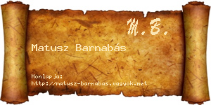 Matusz Barnabás névjegykártya